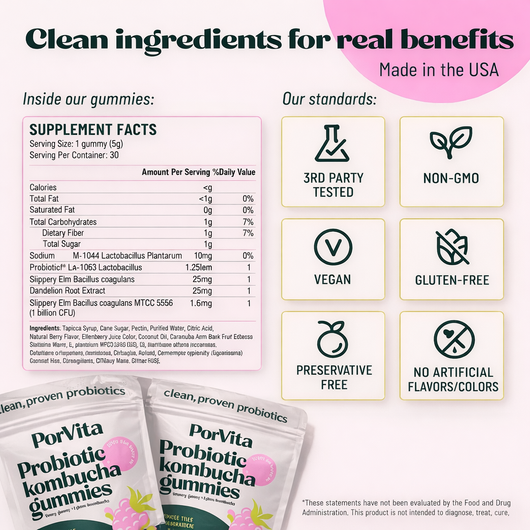 PorVita Probiotic Kombucha Gummies